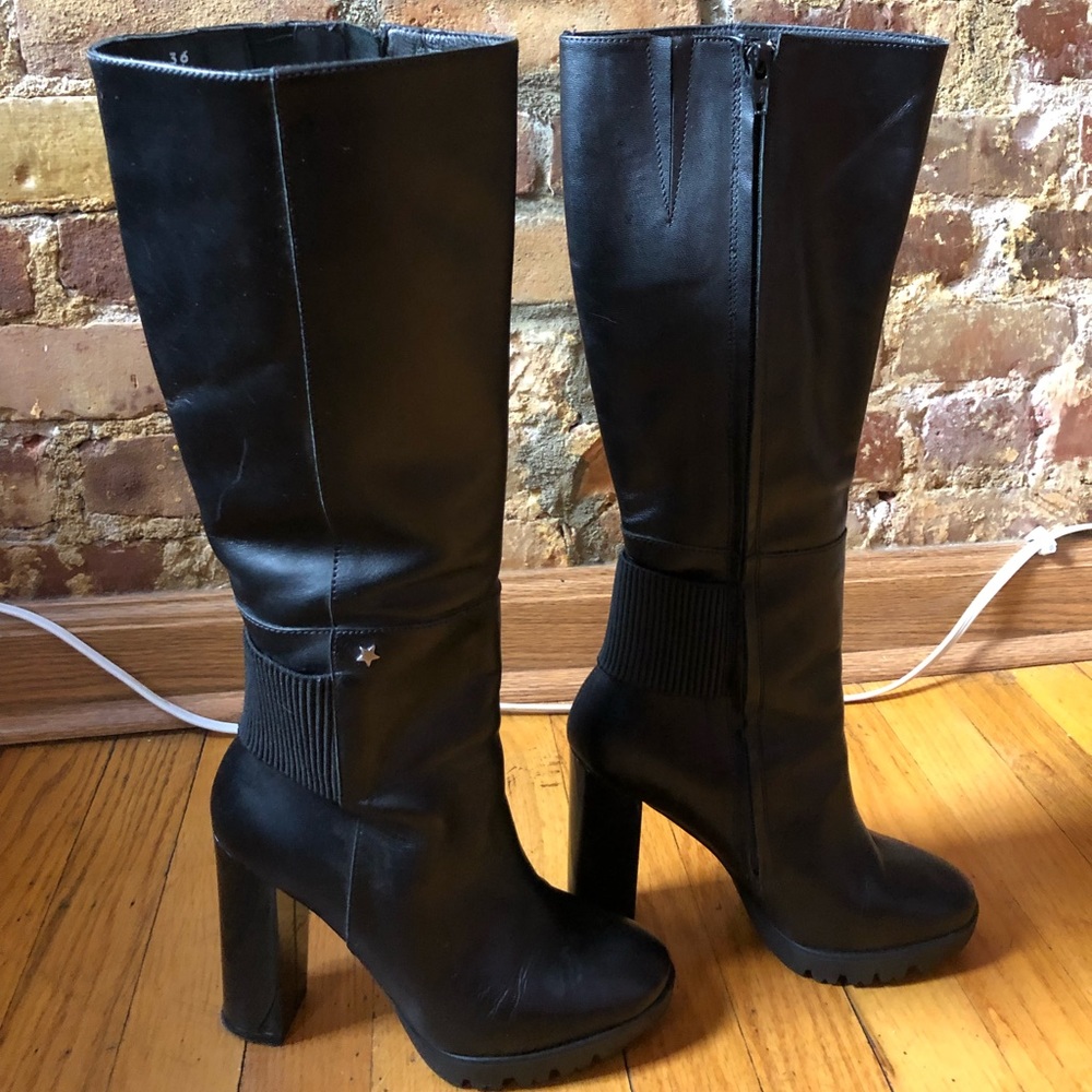 Tall Black Leather Boots - Cubanas